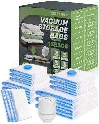 Vacuum Storage Bags (15 Pack) Space Saver Bags With 1 Electric Air Pump (3Jum... • $37.49