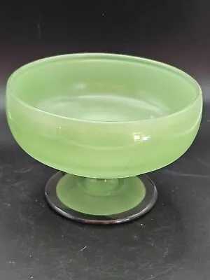 Vtg Art Deco Footed Green Console Bowl With Black Trim MCM • $19.95