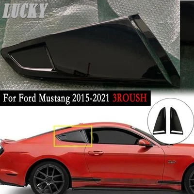 $119.69 • Buy 3ROUSH Glossy Black Side Window Scoop Louver Cover For Ford Mustang 2015-2022