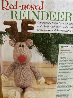 £0.99 • Buy Knitting Pattern Christmas Xmas Reindeer Toy Height 16  - 41 Cm DK