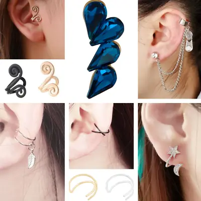 Ear Cuff Silver Earrings Cartilage Clip Fake Helix Earring Women Piercing Cuffs • £3.49