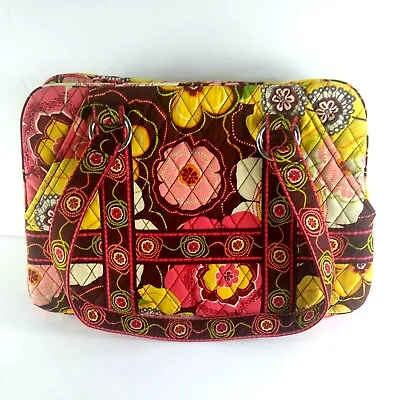 Vera Bradley Buttercup Shoulder Bag Tote Quilted Cotton Brown Pink Yellow 9.5x14 • $24.85