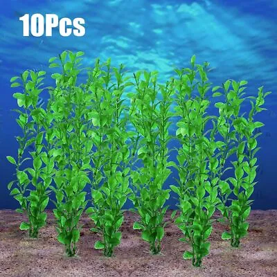 $12.08 • Buy 10 X Artificial Plastic Green Grass Plant Lawn Water Aquarium Fish Tank Decor US