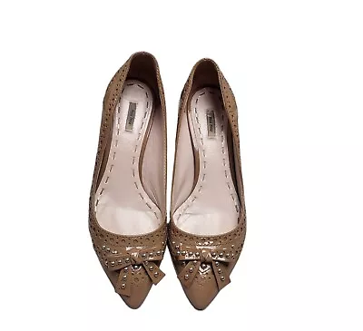 Miu Miu Beige Patent Leather Shoes Kitten Heels Size EU 36 Made In Italy • £44.99