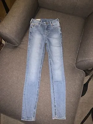 True Religion Women's Size 24 Stretch Denim Jeans ~ Halle Mid Rise Super Skinny • $20
