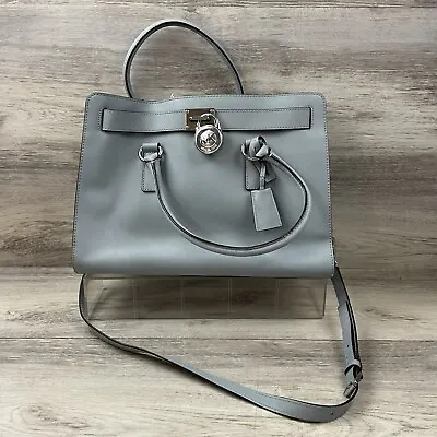 Michael Kors Hamilton Satchel Bag With Silver Chain And Lock Dusty Blue • $100