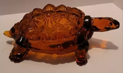 LG Wright Glass Amber Knobby Back Large Turtle Covered Dish • $85