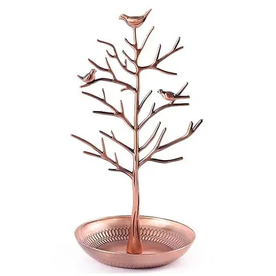 Bronze Jewellery Tree Stand Vintage Birds - Organiser Rack Tower Display TRIXES • £14.99