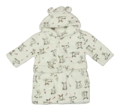 Personalised Embroidered Bunny Dressing Gown Bath Robe Fleece 12/18 18/24 • £14.99