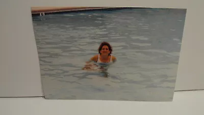 2000s Vintage Found Photograph Color Art Photo White Woman Alone Swimming Pool • $2.17