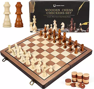 Chess Set 15''Chess Board Wooden Magnetic Chess Collapsible Chess Board  • $47.99