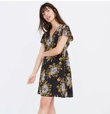 Madewell Size 00 Open Back Mini Dress Painted Blooms Print Cotton • $24