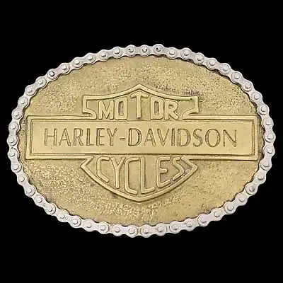 Harley Davidson Motorcycle Chain Solid Brass Vintage Belt Buckle • $375