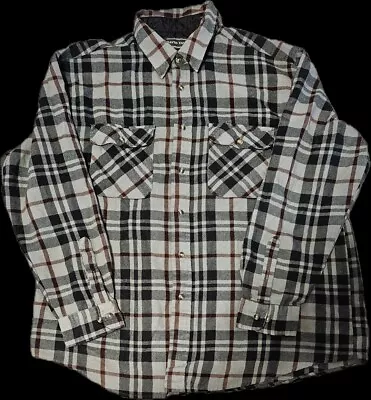 David Taylor Men's Flannel Shirt Red Gray Black Plaid XL 5% Wool • $18.88