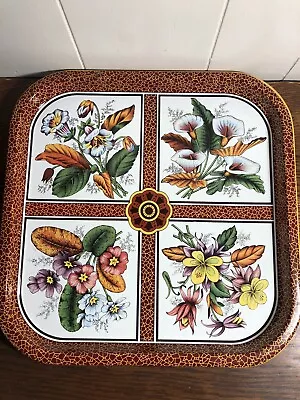 Vintage DAHER Decorated Ware 13.5 X 13.5 Metal Tray FLOWERS England • $19.99