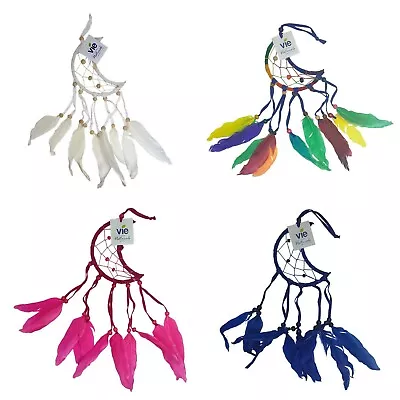 Vie Naturals Handmade Crescent Dream Catcher With Feathers For Home & Car Décor • £7.95