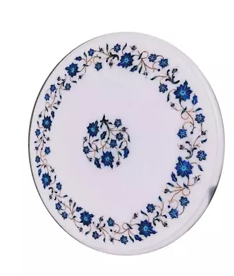 18  Marble Table Top Inlay Lapis Pietra Dura Floral Art Handmade Inlay Decor • £329.65