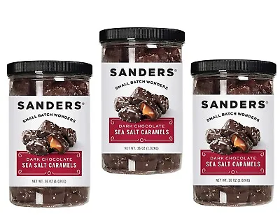 $59.97 • Buy 3-Pack Sanders Dark Chocolate Sea Salt Caramels, 36 Oz Each Jar, Best By 09/2024