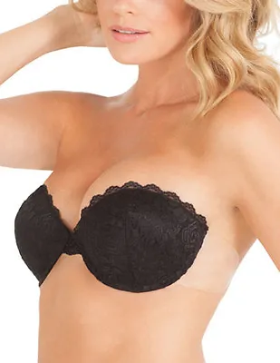 Lace Backless Strapless Push Up Bra Ultimate Boost Fashion Forms - Black - D Cup • £14.99