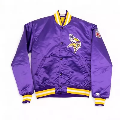 Vintage NFL Minnesota Vikings Pro Line Starter Satin Bomber Jacket 90s Medium • $199.99