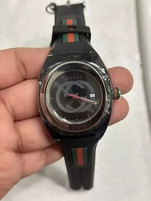 New Gucci Sync XXL YA137101 Black Rubber Band Black Dial Unisex Watch • $299