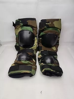 US Military Surplus Woodland Tactical Knee & Elbow Pads LARGE Water-resistant • $49.99