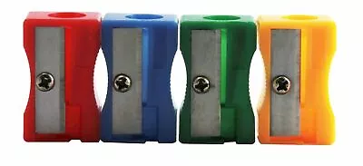 Pencil Sharpeners Plastic Single Hole Ridged Grip Metal Blade - Pack 10 • £2.45