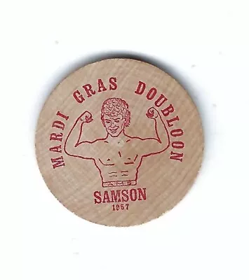 1967 Samson Strong Man New Orleans Mardi Gras Doubloon Coin Wood Wooden Nickel • $5.10