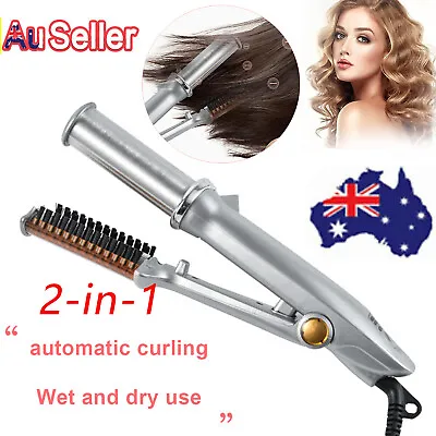 2 In1 Hair Curler Electric Hair Straightener And Curls Quick Heated Comb Curler • $49.90