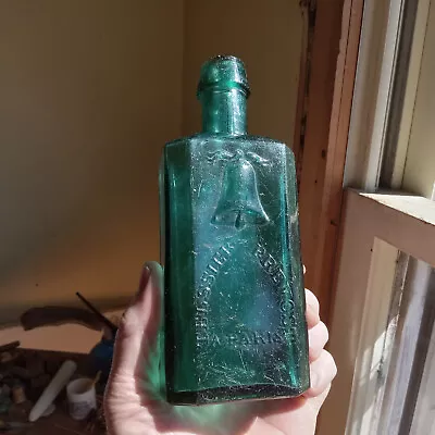 1860 Telssier Prevost Paris Emb Bell Teal Green Civil War Era Medicine Bottle • $160