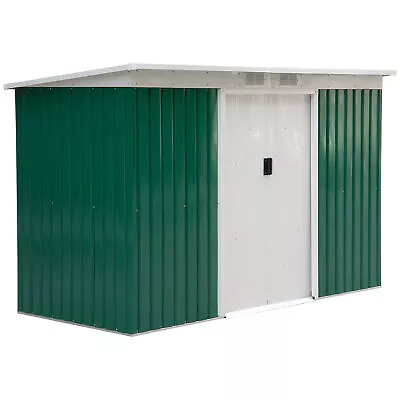 Outsunny 9 X 4FT Outdoor Metal Frame Garden Storage Shed W/ 2 Door Dark Green • £229.99