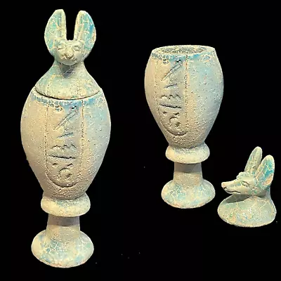 RARE ANCIENT EGYPTIAN HIEROGLYPHIC CANOPIC JAR 664 - 332bc (24) • £0.99