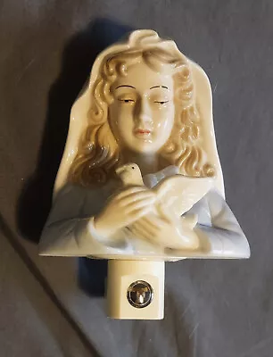 Vintage House Of LLOYD Virgin Mother Mary Madonna Night Light Lamp Dove Figurine • $27