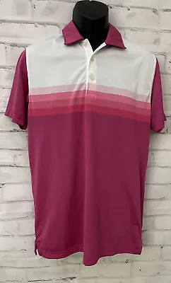 $30 • Buy Puma YD Stripe Polo Tech Cresting Very Berry Sz Med Golf Shirt New W Tag