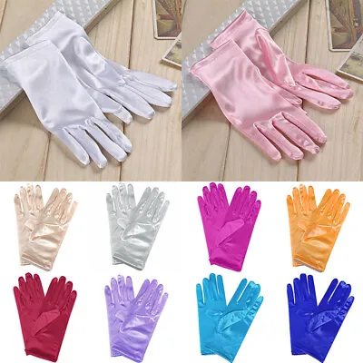 £3.10 • Buy Ladies Short Wrist Gloves Smooth Satin For Party Dress Prom Evening Wedding