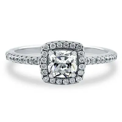 BERRICLE Sterling Silver Halo Cushion CZ Wedding Engagement Promise Ring • $24.99