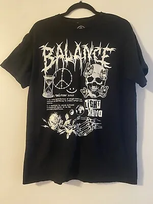 Balance Skull  T Shirt Mens Large Black Dark Light • $17