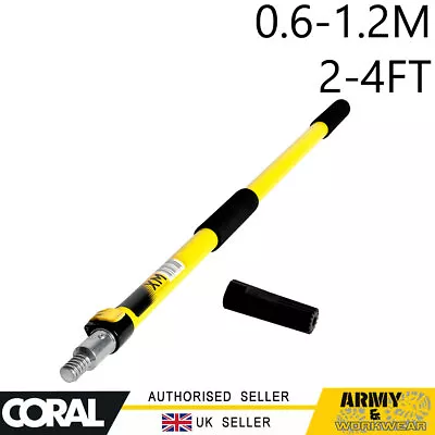 Coral Paint Roller Telescopic Extension Pole Threaded Cam Lock 0.6-1.2M / 2-4FT • £17.99