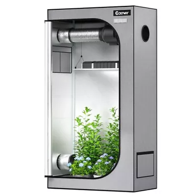 36 X20 X63  Mylar Hydroponic Grow Tent With Observation Window & Floor Tray Gray • $73.96