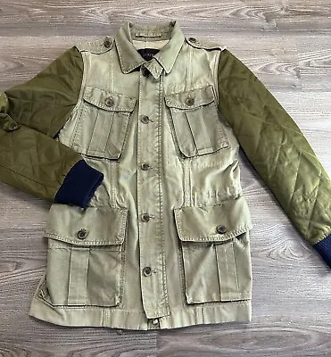 J Crew Womens Size Small Green Quilted Fatigue Cargo Utility Jacket • $29.99