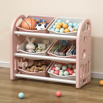 Kids Toy Storage Organizer With 6 Bins Multi-functional Nursery Furniture Set • $82.06