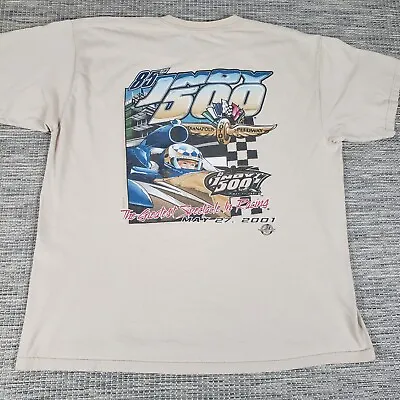Indy 500 T Shirt Vintage 2001 85th Racing Tee Mens Beige Sz XL • $15.19