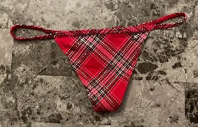 Nwt Victoria's Secret Pink Red Green Pink Plaid Holiday V String Thong Panties • £17.75