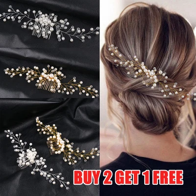 £4.19 • Buy Wedding Hair Pins Bridesmaid Crystal Diamante Pearls Bridal Clips Grips White