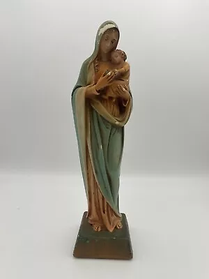 Vintage 1940 Madonna With Child Figure Catholic Gift Hand Painted Signed • $67.95