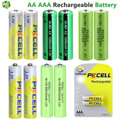 PKCELL Lot AA AAA Rechargeable Batteries 1300mAh 1200mAh 1000mAh 600mAh NI-MH US • $4.85