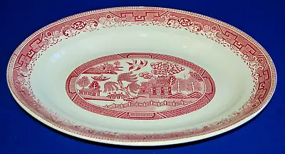 Vintage Washington Oval Red & White Old Willow Pattern Platter 39.5cms X 31.5cms • £22.99