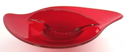 Vintage Viking Glassware Ruby Red Asymmetrical Divided Candy Dish • $10