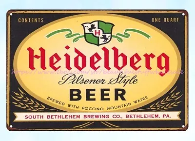 1930s Heidelburg Beer South Bethlehem Brewing Co PA Metal Tin Sign Wall Display • $18.81