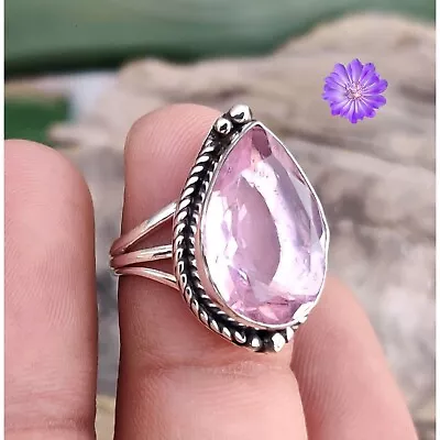 Pink Kunzite Gemstone 925 Sterling Silver Ring Handmade Jewelry All Size • $7.31